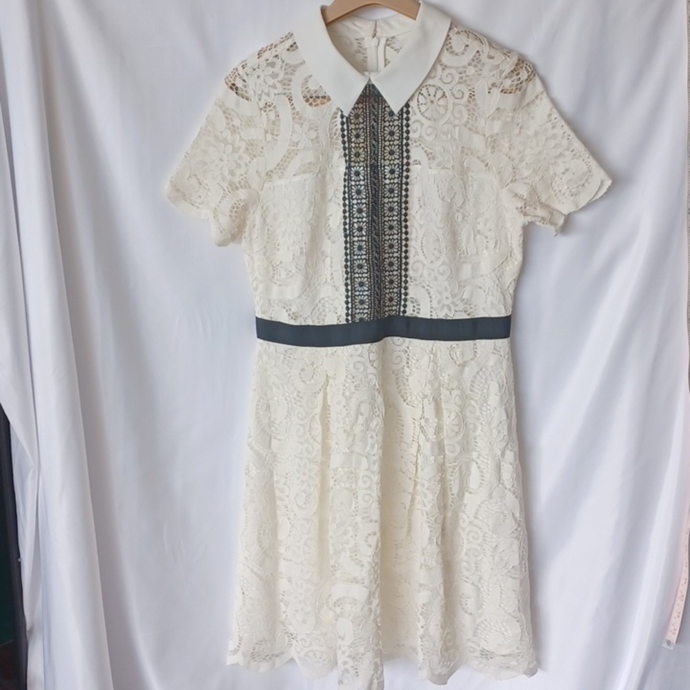 Nanette Lepore Lace Overlay Dress, cream & black